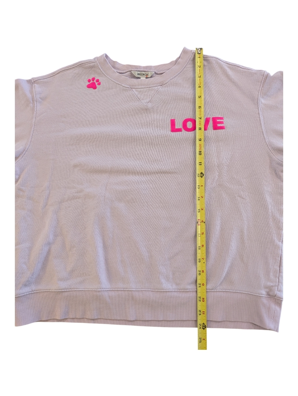 Wildfox Lavender Crewneck Sweatshirt with Hot Pink 'LOVE' & Paw Prints - Picture 6 of 7